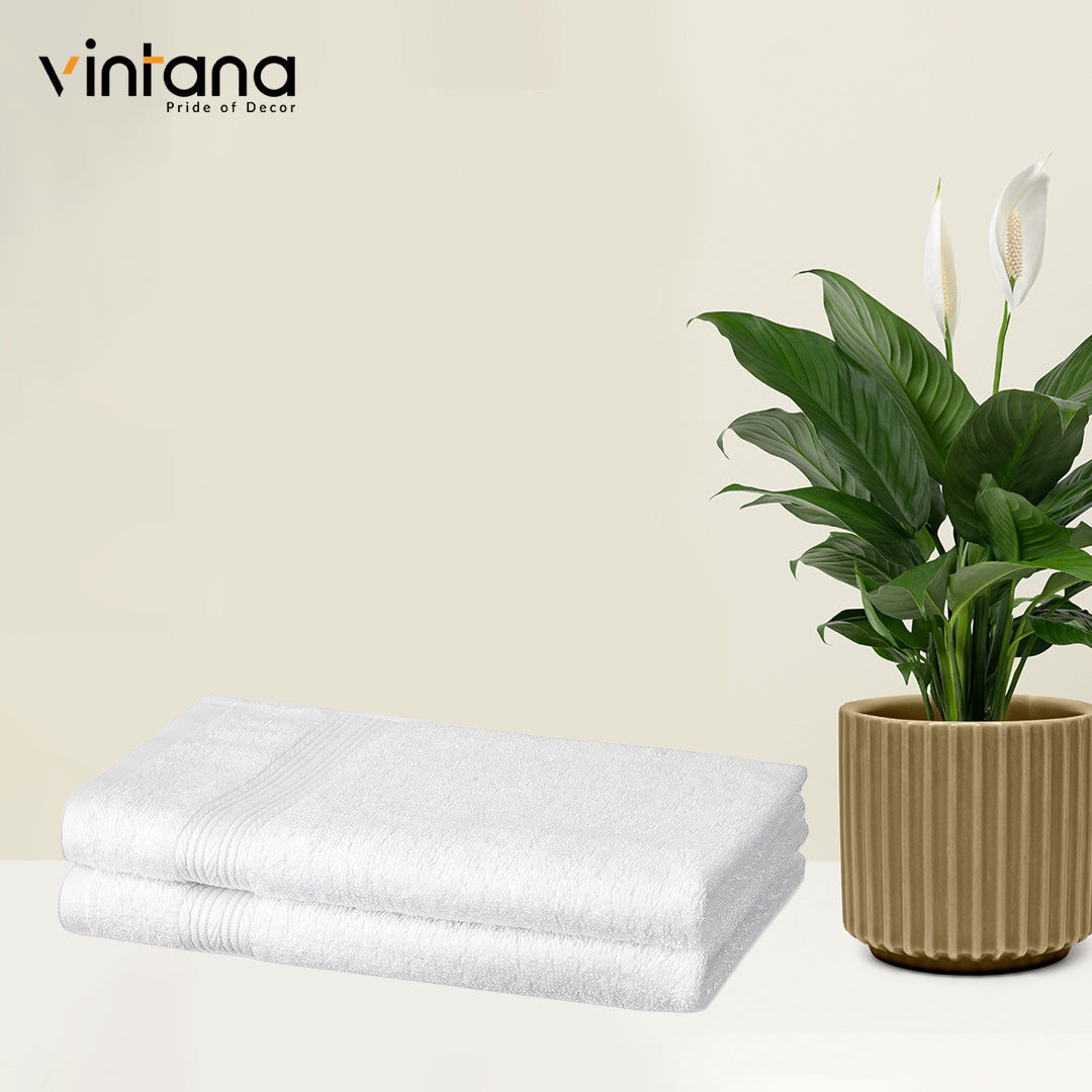 SUPREME 100% Cotton HAND TOWEL,( PACK OF 2)500 GSM, WHITE