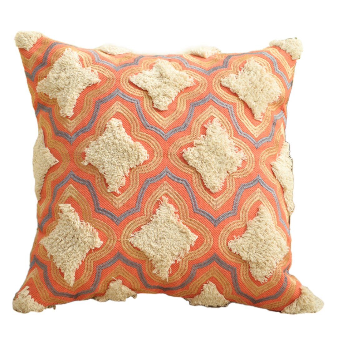 CUSHION COVER 100 % COTTON 16x16 Inches , CARROT/MULTI COLOR