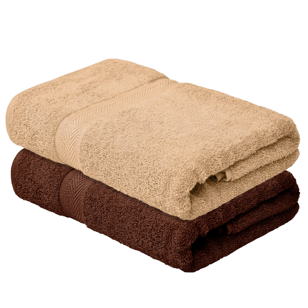 SUPREME 100% Cotton BATH TOWEL,( PACK OF 2 )500 GSM, BROWN +DARK BROWN