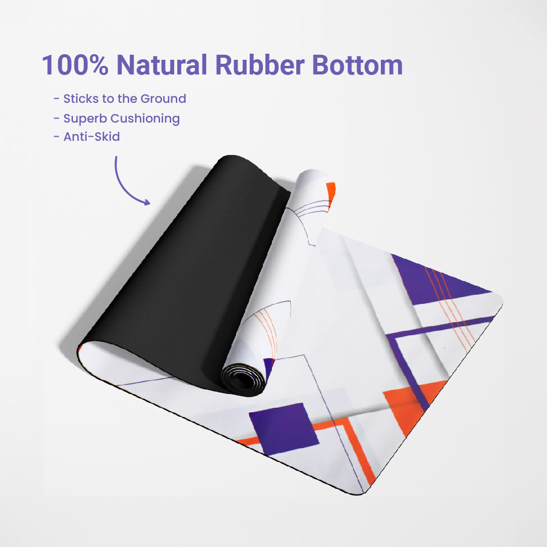 Yoga Mat Natural Rubber 72 inch x 27 inch X 6MM , Geometry Ecstacy