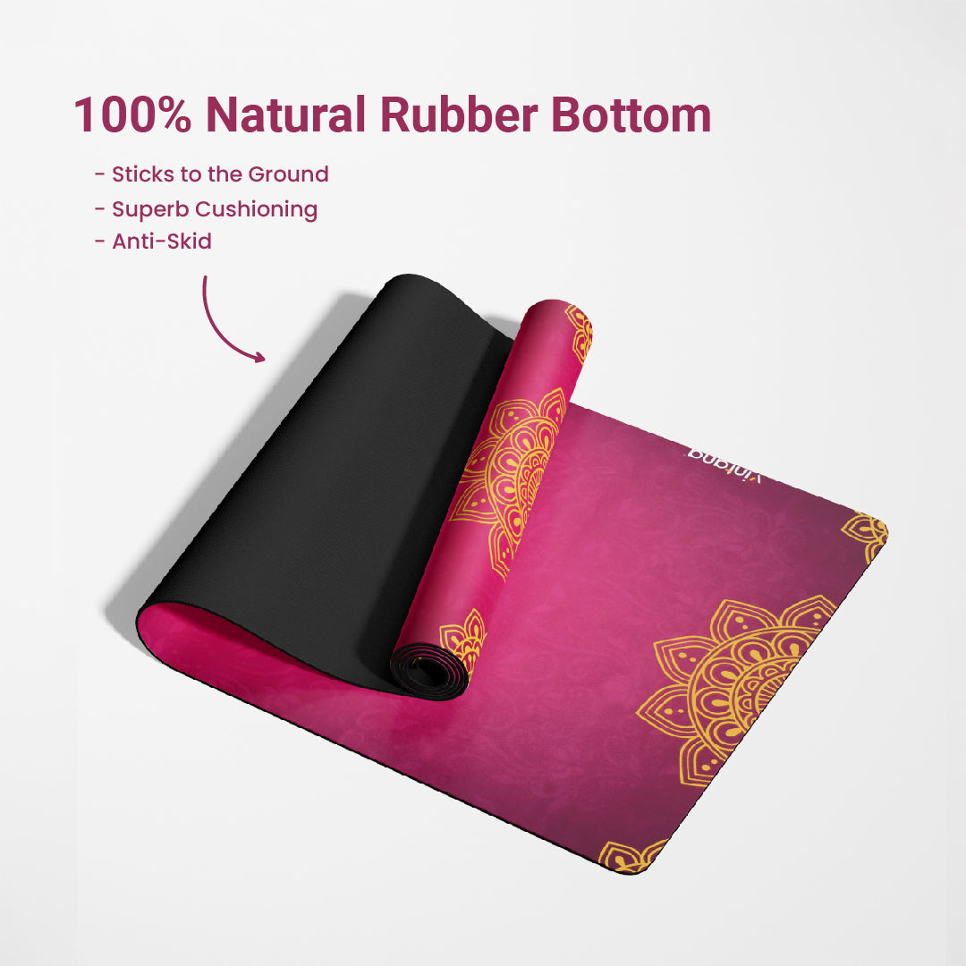 Yoga Mat Natural Rubber 72 inch x 27 inch X 6MM ,Zen Serenity