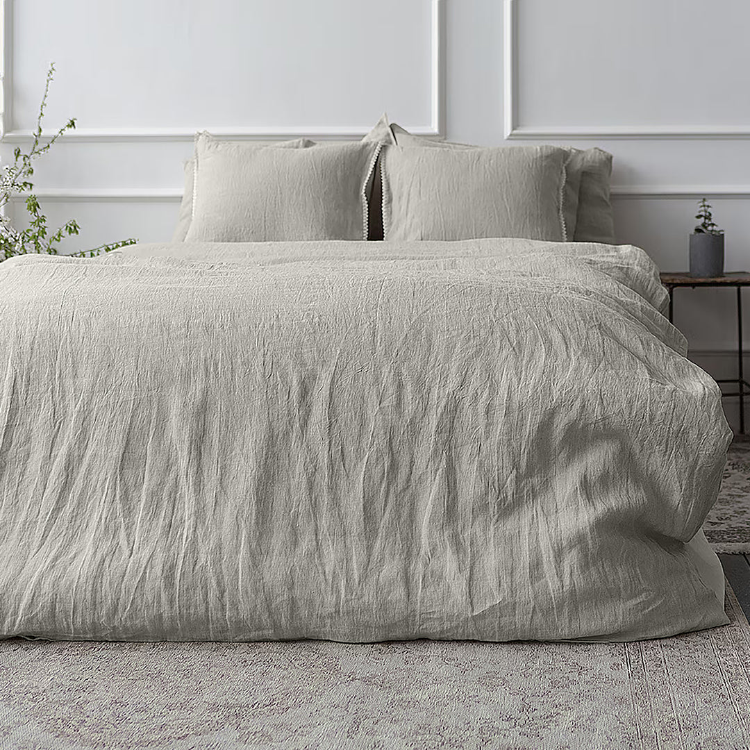 Vintana LinenLuxe Linen King SizeBedsheet (108 x 108 Inch) with 2 Pillow Covers (18 x 27 Inches) SAGE