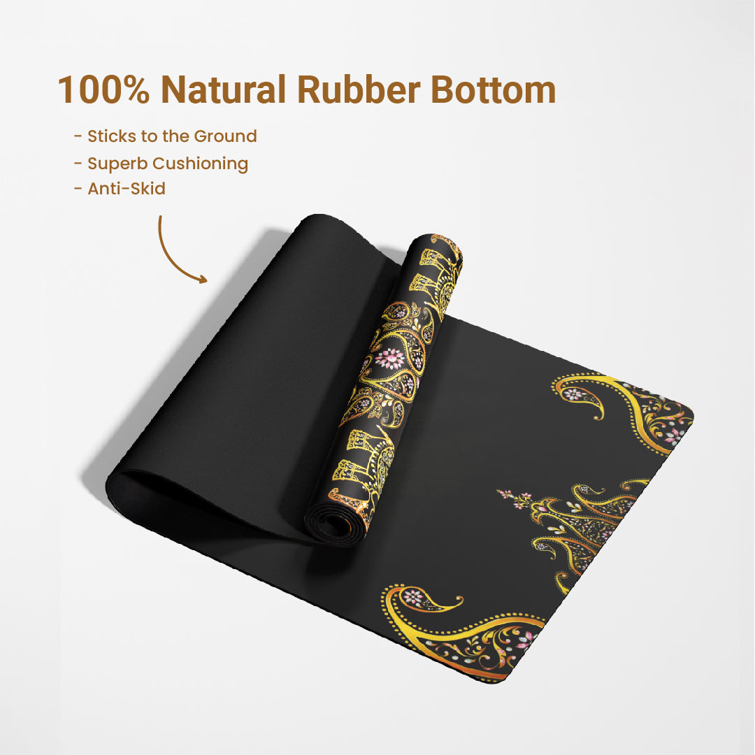Yoga Mat Natural Rubber 72 inch x 27 inch X 6MM , Mandala Vibes