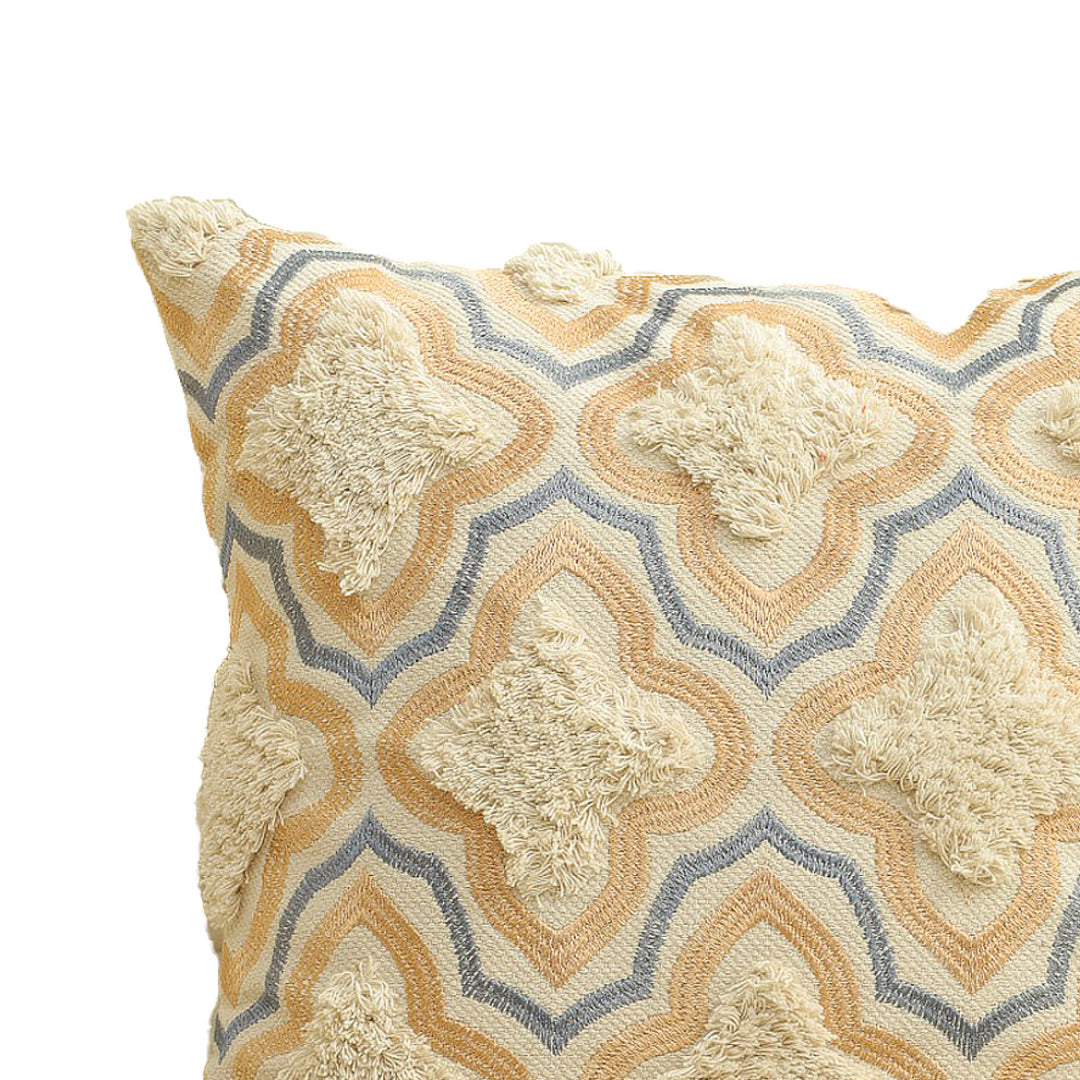CUSHION COVER 100 % COTTON 16x16 Inches , BEIGE/MULTI COLOR