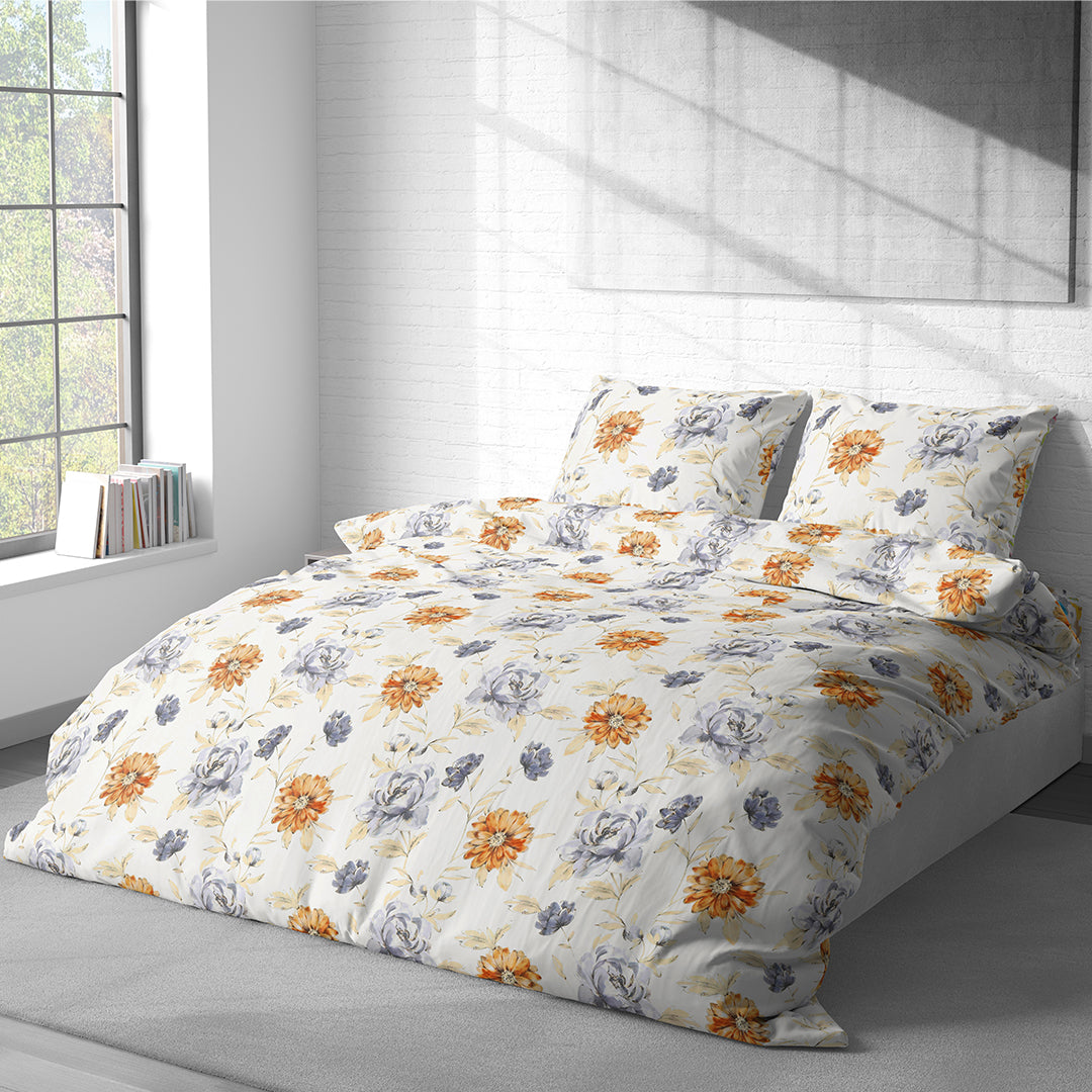 Vintana Pixel Cotton King Size Floral Digital Print Bedsheet (108 x 108 Inch) with 2 Pillow Covers Cotton (18 x 27 Inches) / 300TC.