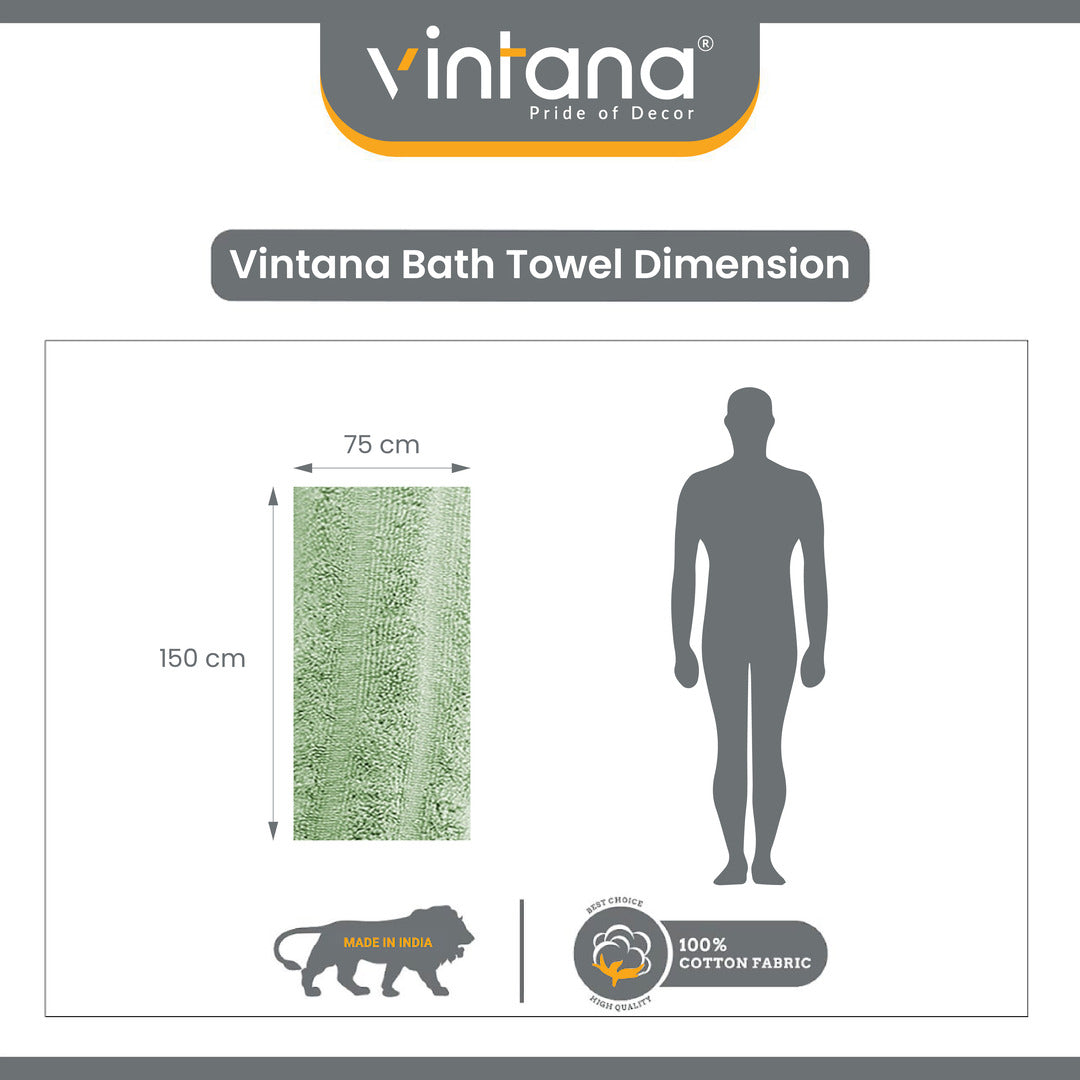 BAMBOO 100% Cotton BATH TOWEL,( PACK OF 1)500 GSM,GREEN