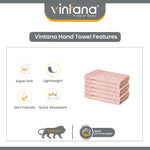 SUPREME 100% Cotton HAND TOWEL,( PACK OF 6 )500 GSM, PEACH