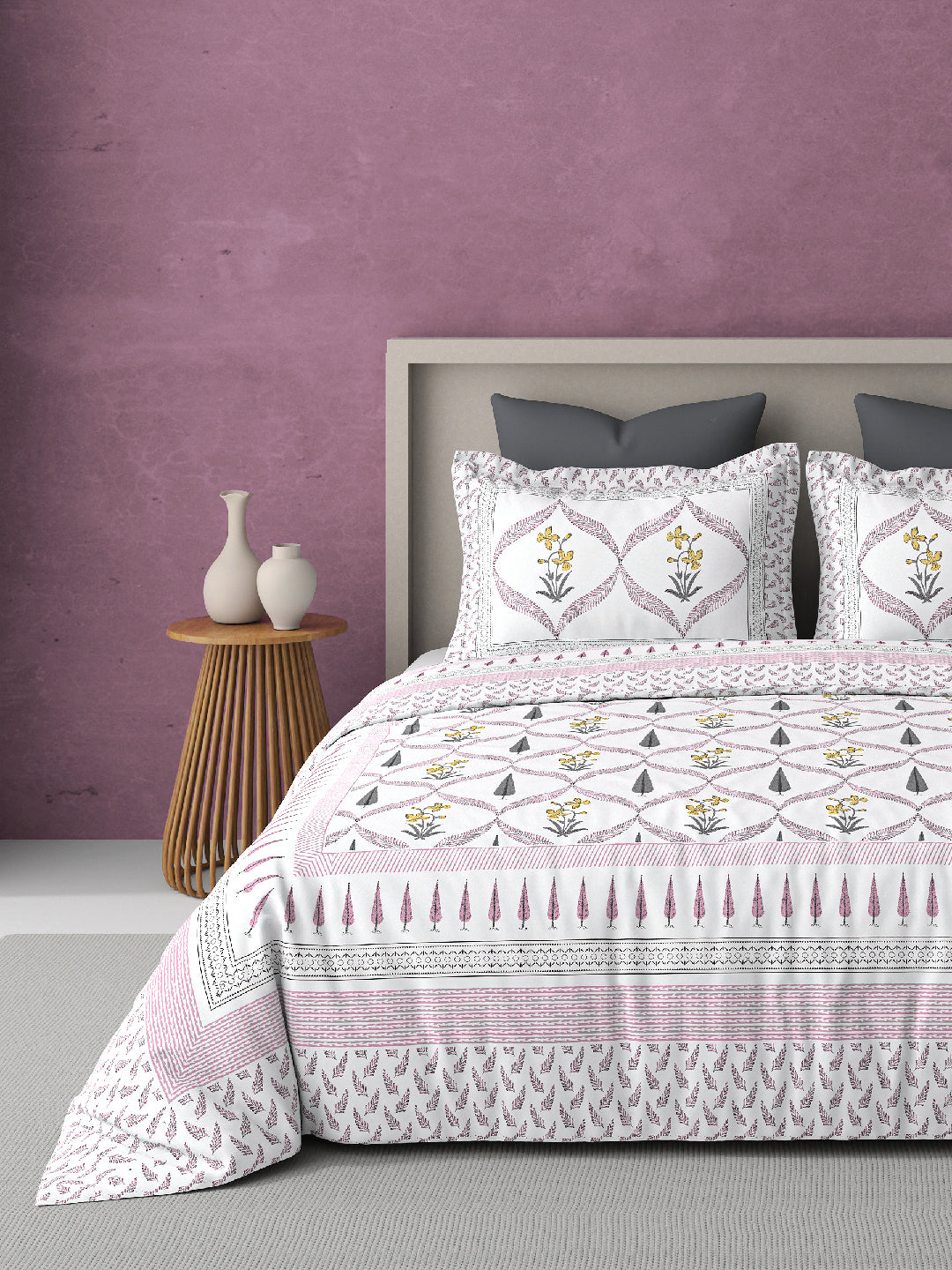 PARISU 100% Cotton KING Size Bedsheet, 200 TC. MULTICOLOR