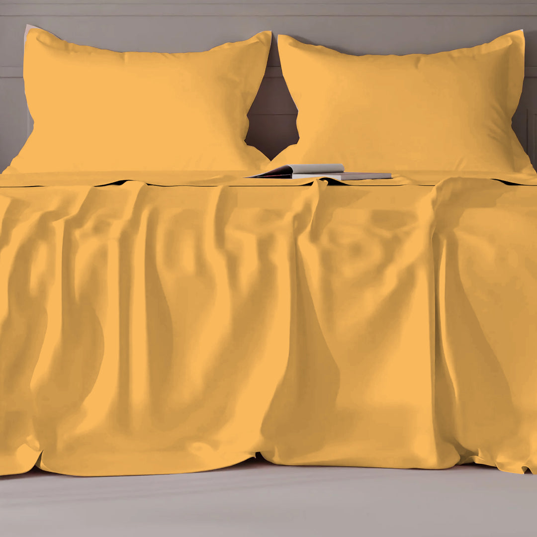 PASTELS 100% Cotton KING Size Bedsheet, 300 TC,GOLD