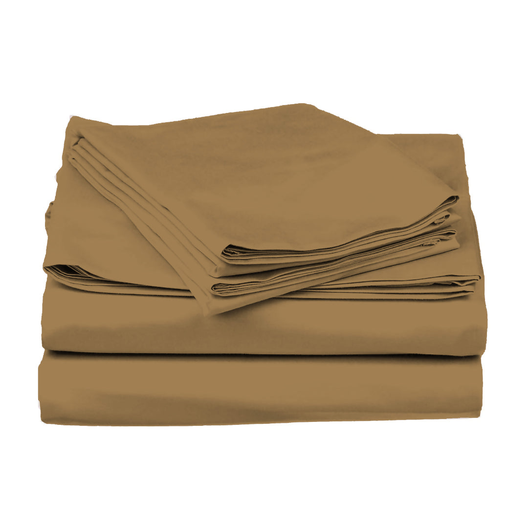 PASTELS 100% Cotton KING Size Bedsheet, 300 TC, BROWN