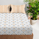 CROWN 100% Cotton KING Size Bedsheet, 180 TC, BLUE