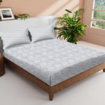 CROWN 100% Cotton KING Size Bedsheet, 180 TC, GREY