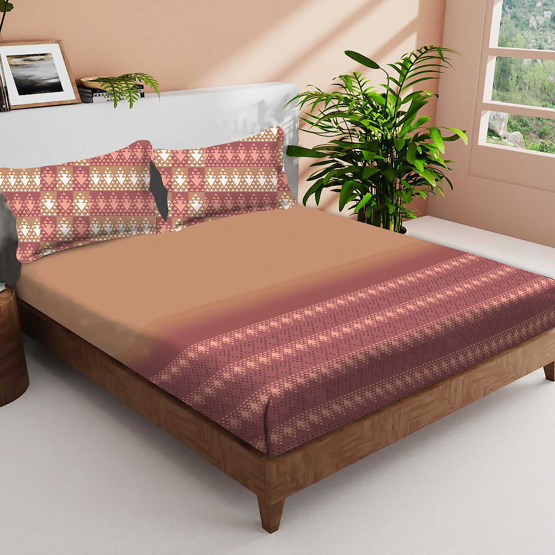 CROWN 100% Cotton KING Size Bedsheet, 180TC ABSOULTE 2 BROWN