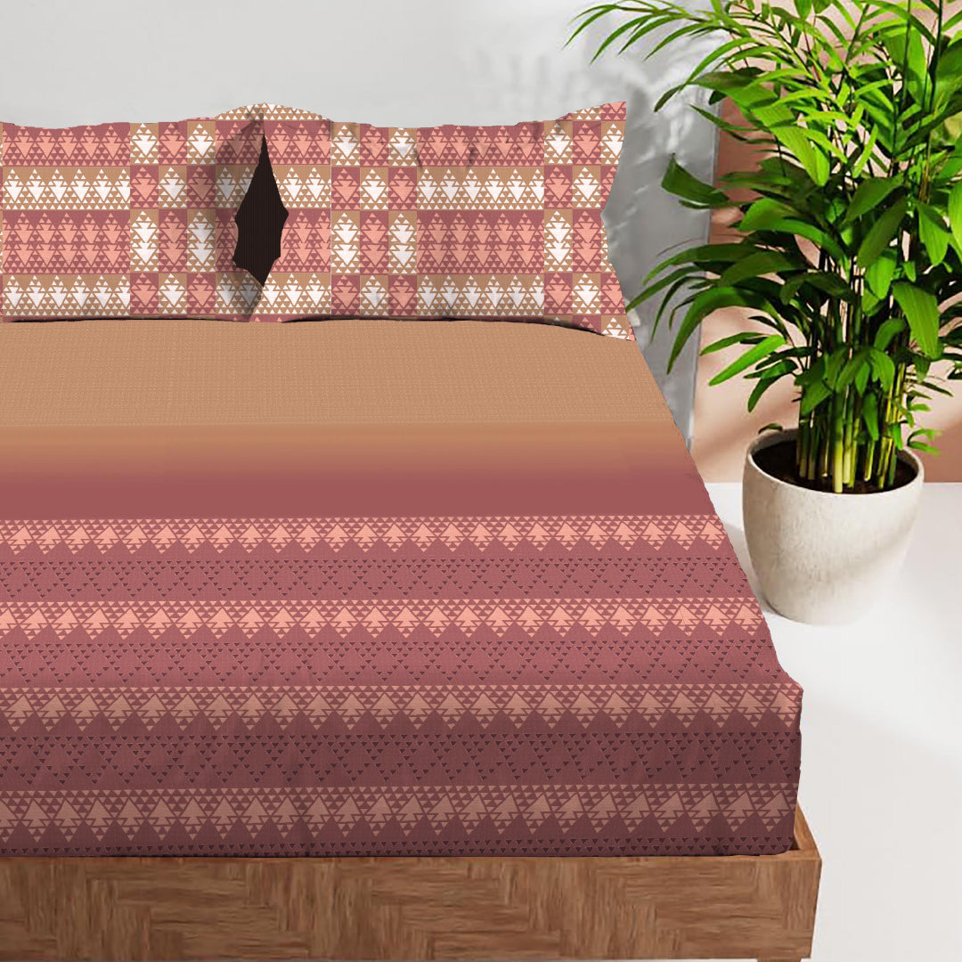 CROWN 100% Cotton KING Size Bedsheet, 180TC ABSOULTE 2 BROWN