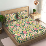 CROWN 100% Cotton Queen Size Bedsheet, 180 TC GREEN