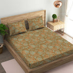 CROWN 100% Cotton Queen Size Bedsheet, 180 TC BROWN