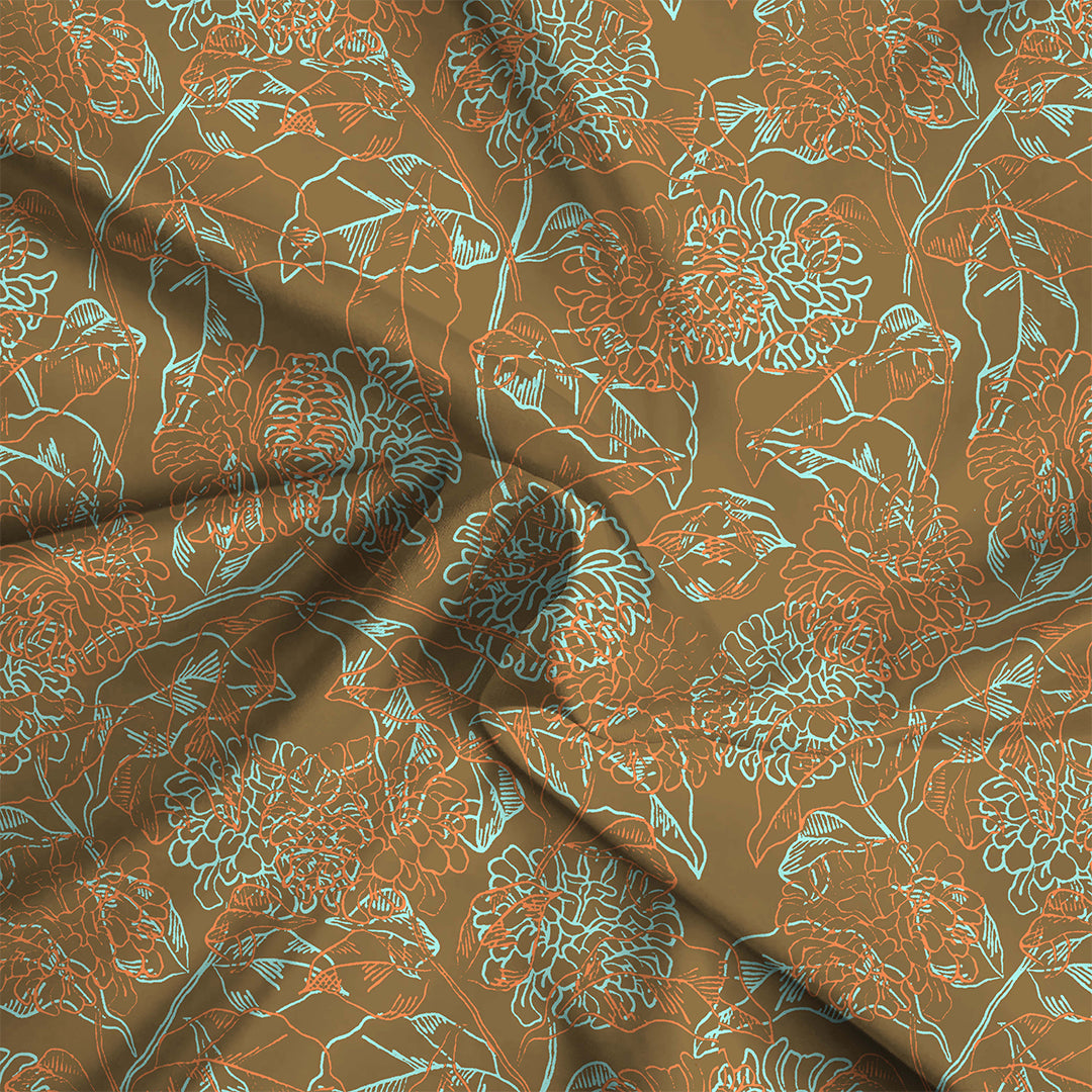 CROWN 100% Cotton Queen Size Bedsheet, 180 TC BROWN