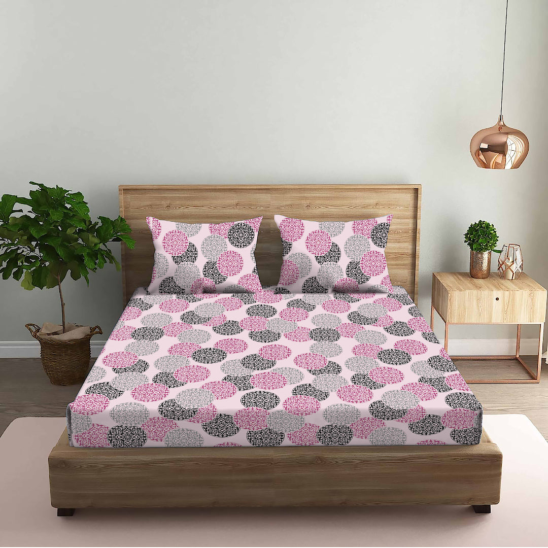 FOREVER100% Cotton QUEEN Size Bedsheet,140 TC, PINK