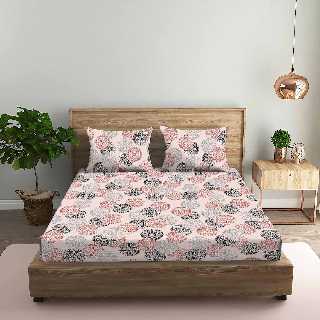 FOREVER100% Cotton QUEEN Size Bedsheet,140 TC,LIGHT PINK