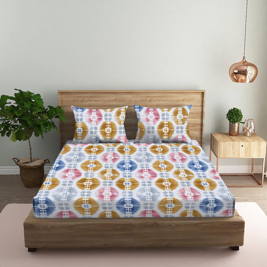 FOREVER100% Cotton QUEEN Size Bedsheet,140 TC,DENIM BLUE