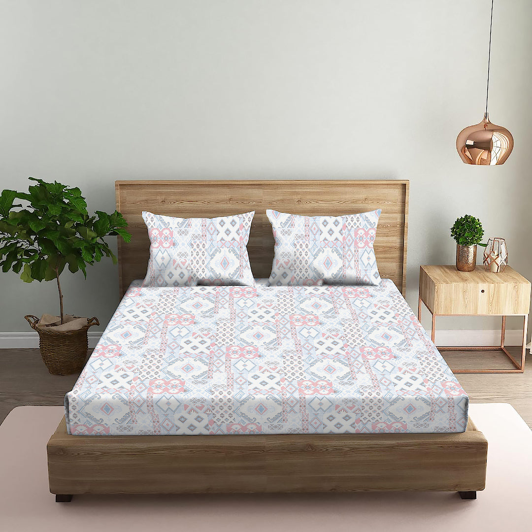 FOREVER100% Cotton QUEEN Size Bedsheet,140 TC,LIGHT BLUE