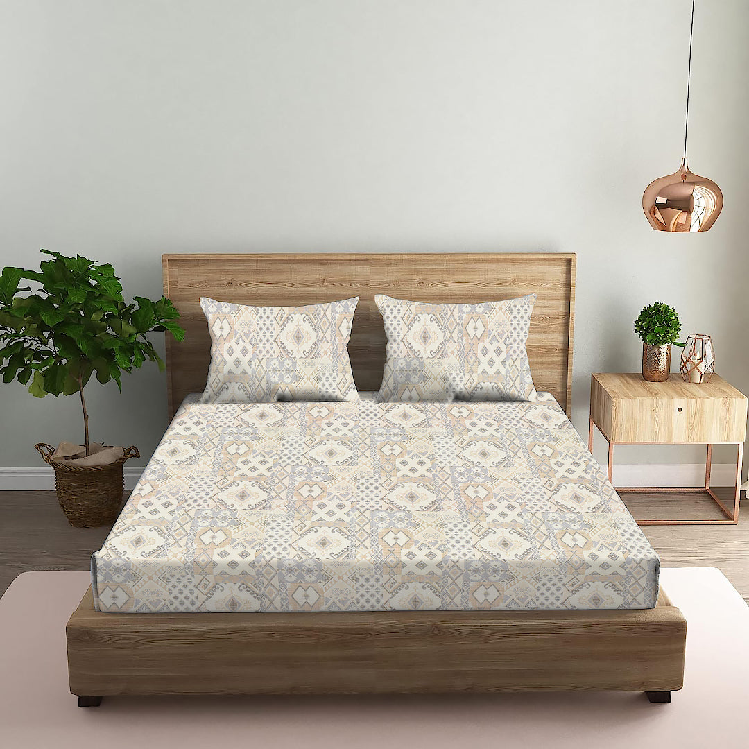 FOREVER100% Cotton QUEEN Size Bedsheet,140 TC,LIGHT BROWN