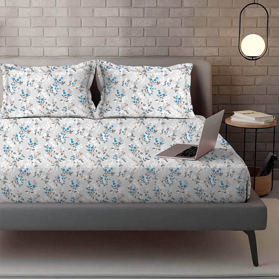 IMPERIAL 100% Cotton Queen Size Bedsheet, 180 TC, Grey