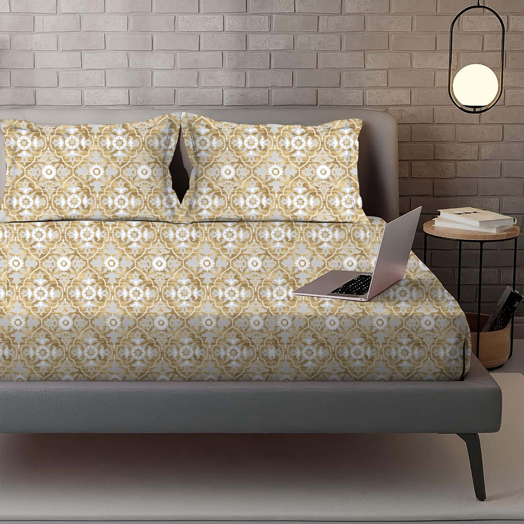 IMPERIAL 100% Cotton Queen Size Bedsheet, 180 TC, Olive Green