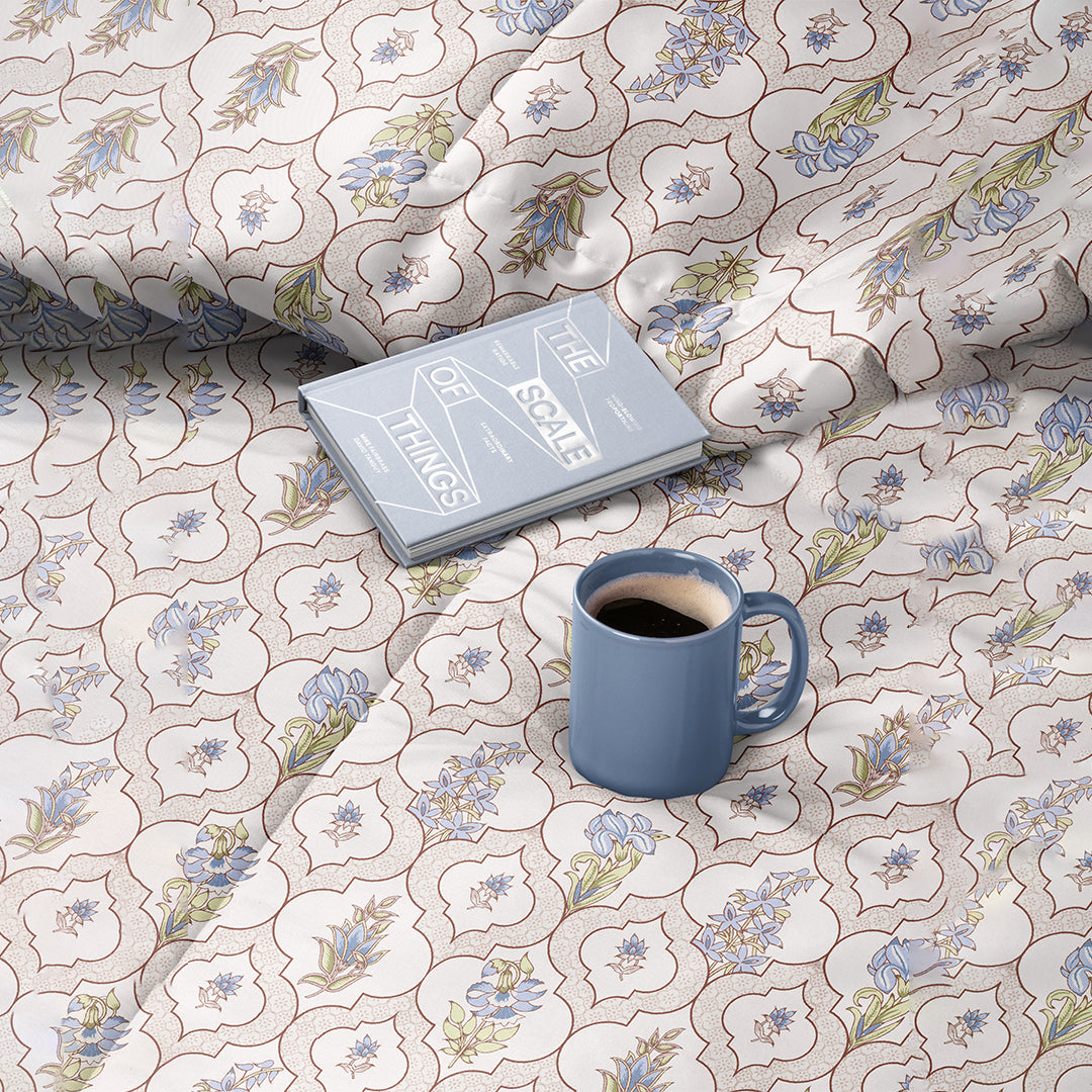 JAZZ 100% Cotton Queen Size Bedsheet, 160 TC, BLUE