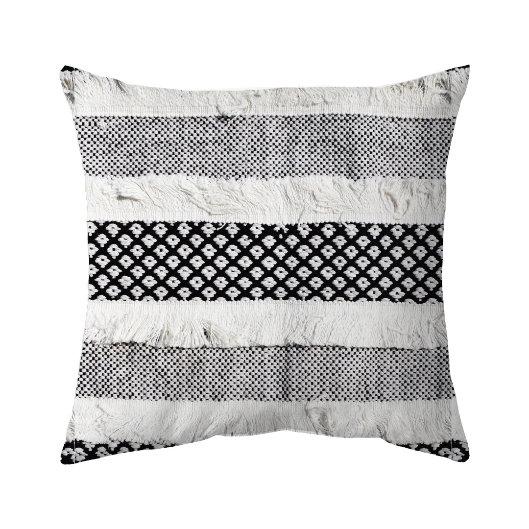 CUSHION COVER 100 % COTTON 18x18 Inches , WHITE/BLACK