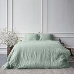 Vintana LinenLuxe Linen King SizeBedsheet (108 x 108 Inch) with 2 Pillow Covers (18 x 27 Inches) TEA GREEN