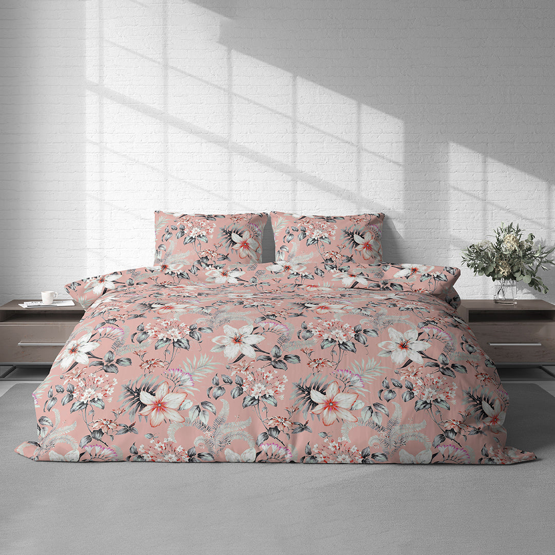 Vintana Pixel Cotton King Size Floral Digital Print Bedsheet (108 x 108 Inch) with 2 Pillow Covers Cotton (18 x 27 Inches) / 300TC.