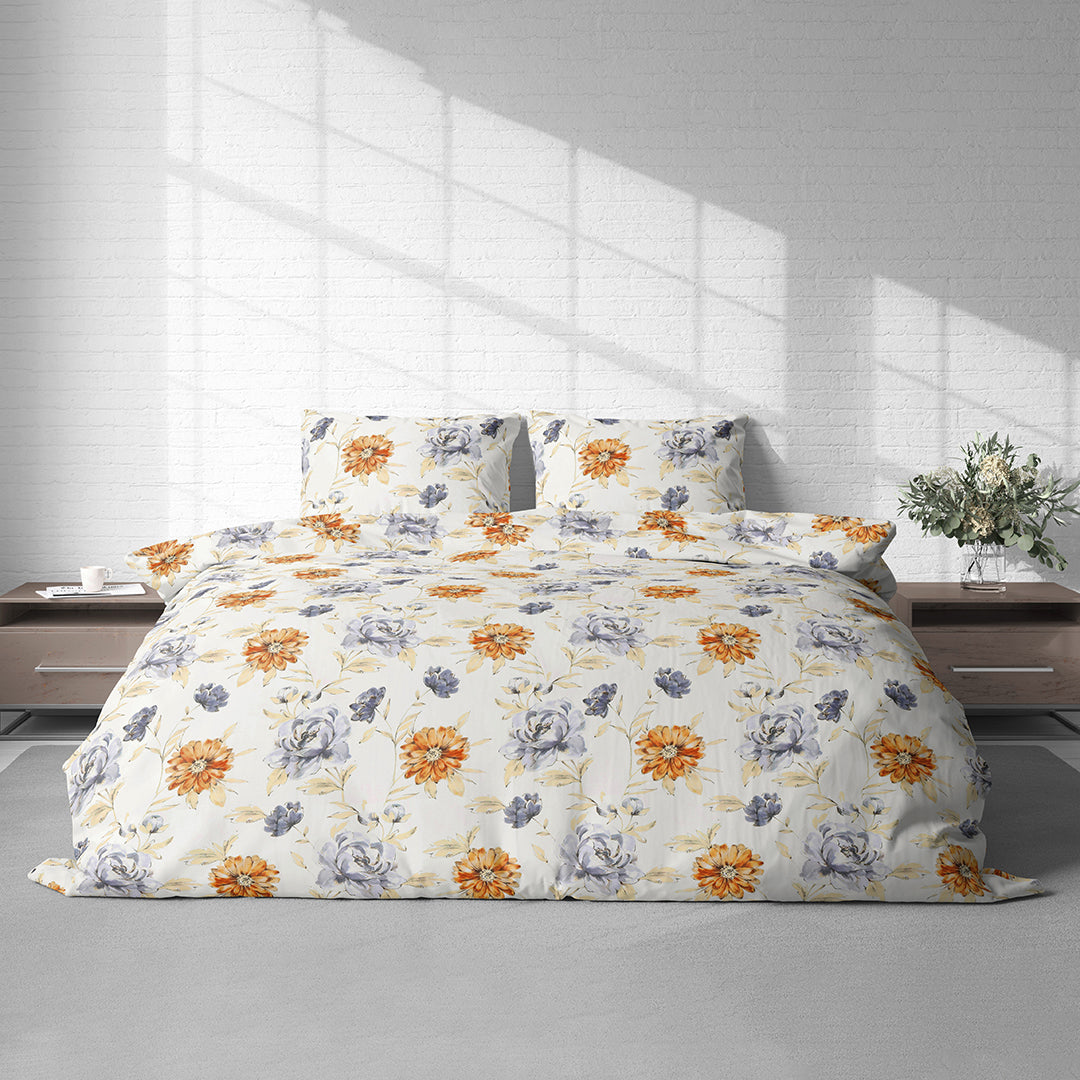 Vintana Pixel Cotton King Size Floral Digital Print Bedsheet (108 x 108 Inch) with 2 Pillow Covers Cotton (18 x 27 Inches) / 300TC.