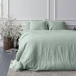 Vintana LinenLuxe Linen King SizeBedsheet (108 x 108 Inch) with 2 Pillow Covers (18 x 27 Inches) TEA GREEN