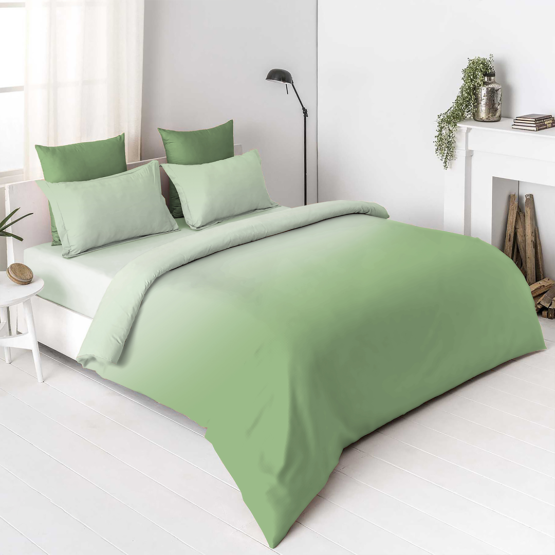 OMBRE 100% Cotton King Size Bedsheet, 250 TC, NAPTUNE GREEN.