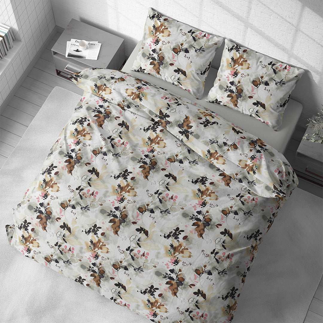 Vintana Pixel Cotton King Size Floral Digital Print Bedsheet (108 x 108 Inch) with 2 Pillow Covers Cotton (18 x 27 Inches) / 300TC.