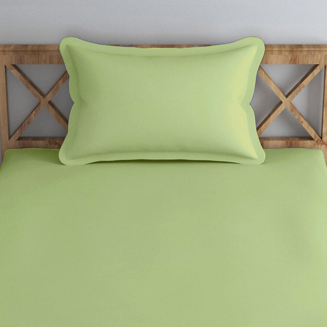 PASTELS 100% Cotton Single Size Bedsheet, 300TC, AQUA GREEN