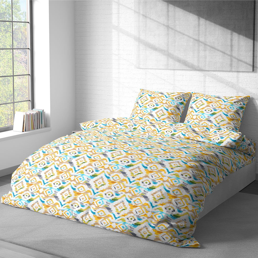 Vintana Pixel Cotton King Size Abstract Digital Print Bedsheet (108 x 108 Inch) with 2 Pillow Covers Cotton (18 x 27 Inches) / 300TC.