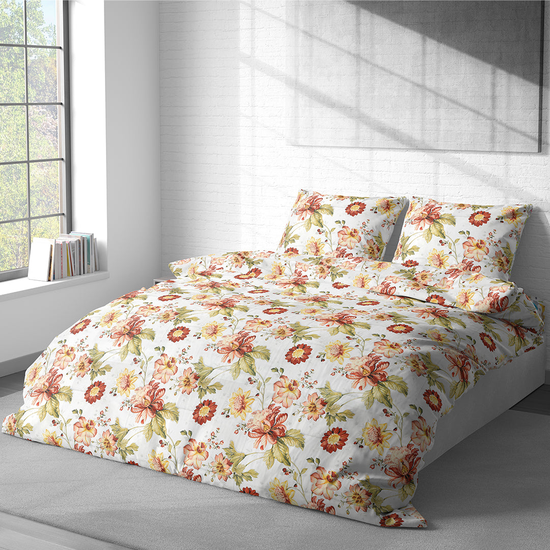 Vintana Pixel Cotton King Size Floral Digital Print Bedsheet (108 x 108 Inch) with 2 Pillow Covers Cotton (18 x 27 Inches) / 300TC.