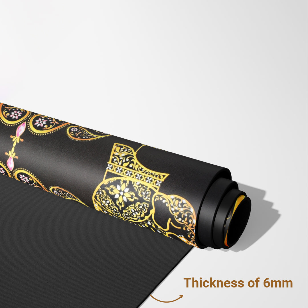 Yoga Mat Natural Rubber 72 inch x 27 inch X 6MM , Mandala Vibes