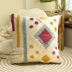CUSHION COVER 100 % COTTON 16x16 Inches , BEIGE/MULTI COLOR