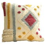 CUSHION COVER 100 % COTTON 16x16 Inches , BEIGE/MULTI COLOR