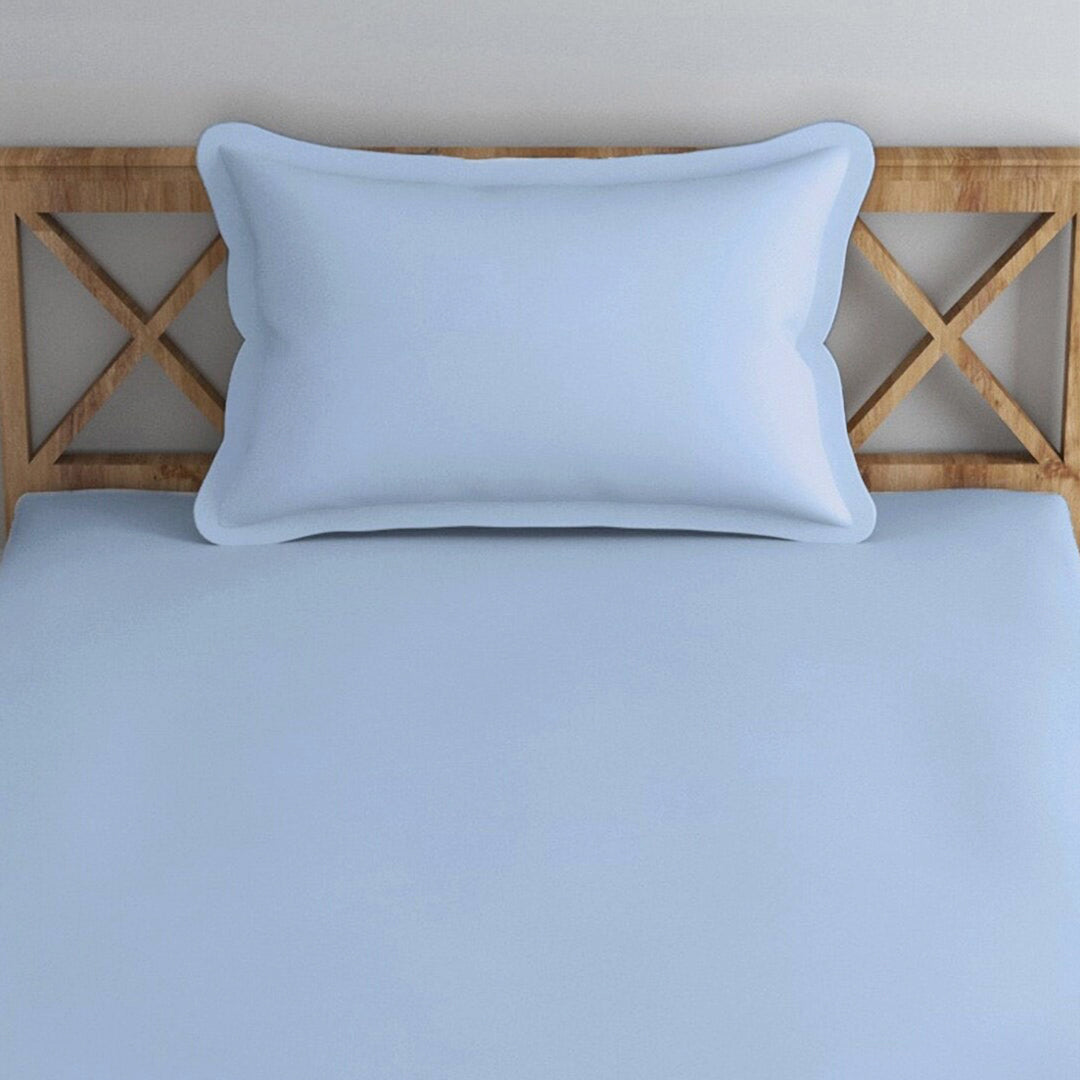 PASTELS 100% Cotton Single Size Bedsheet, 300TC, BLUE.