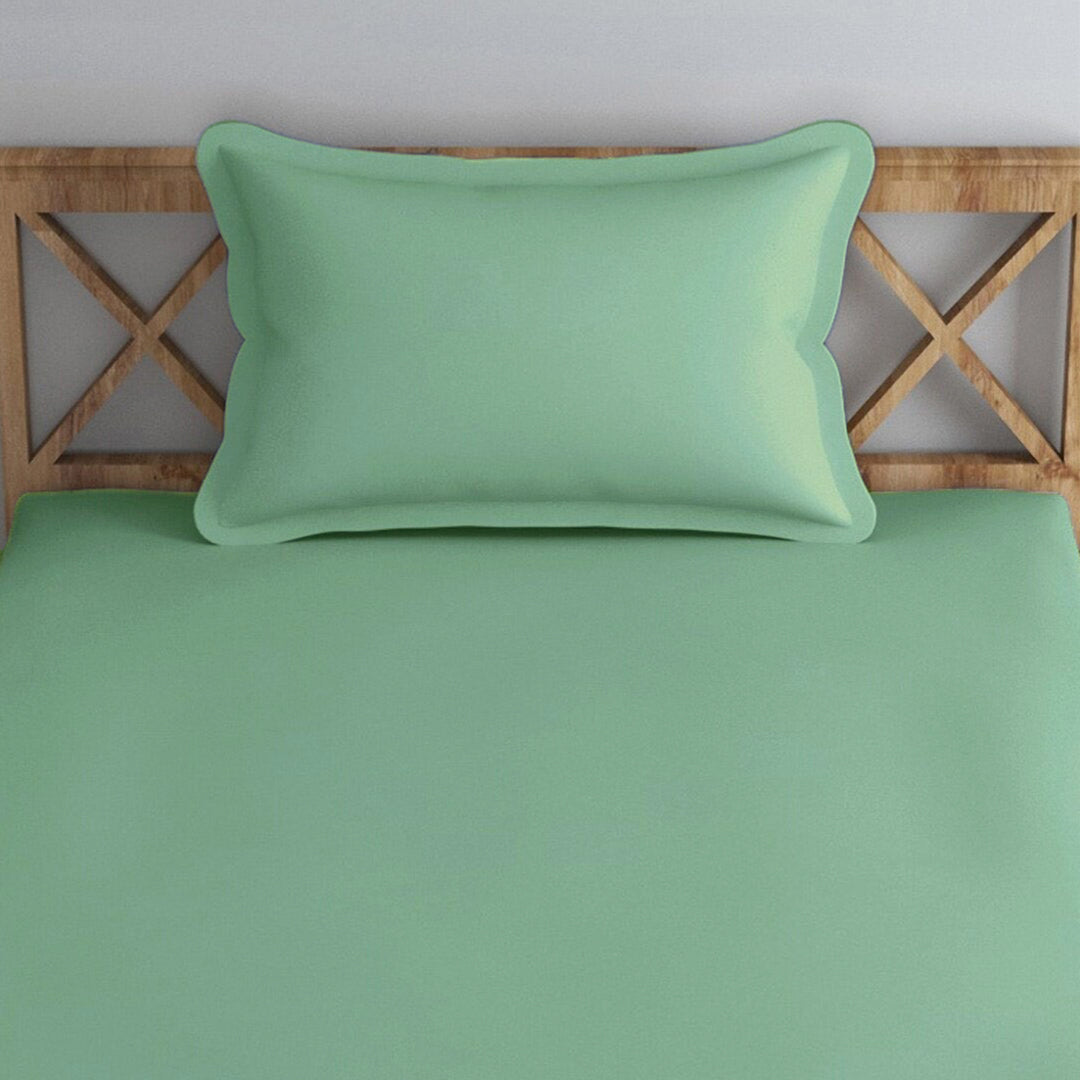 PASTELS 100% Cotton Single Size Bedsheet, 300TC, GREEN.