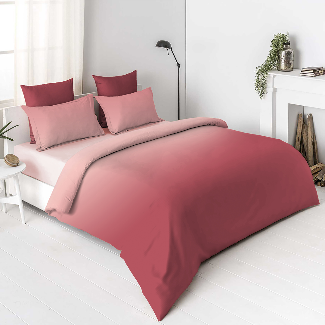 OMBRE 100% Cotton King Size Bedsheet, 250 TC, SEA CORAL.