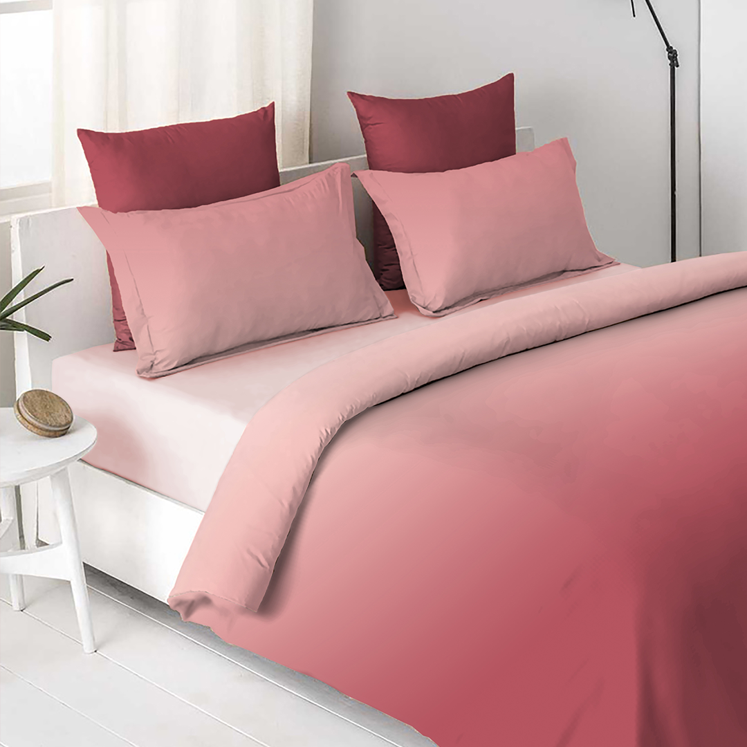 OMBRE 100% Cotton King Size Bedsheet, 250 TC, SEA CORAL.