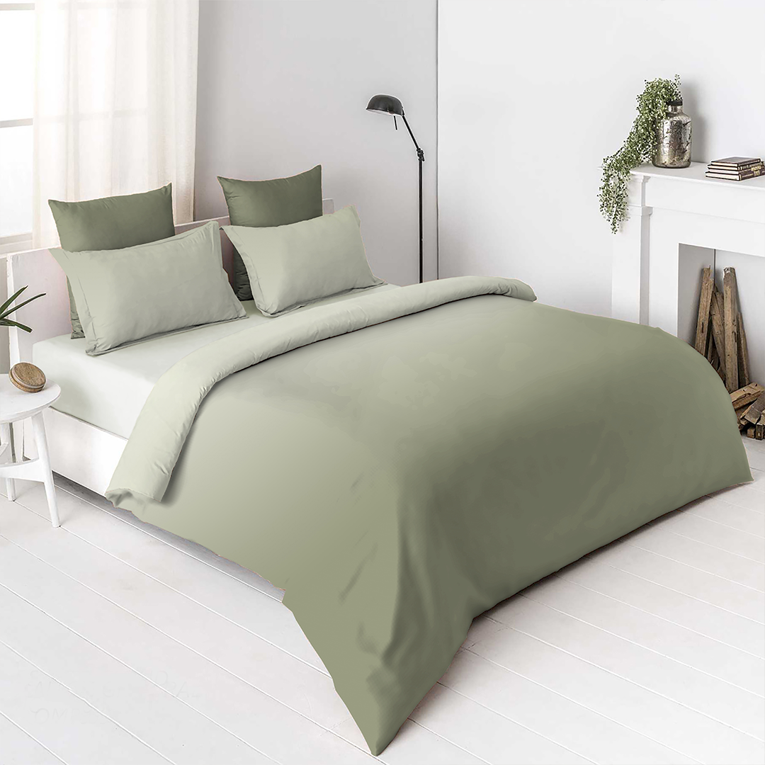 OMBRE 100% Cotton King Size Bedsheet, 250 TC, SMOKE GREEN.