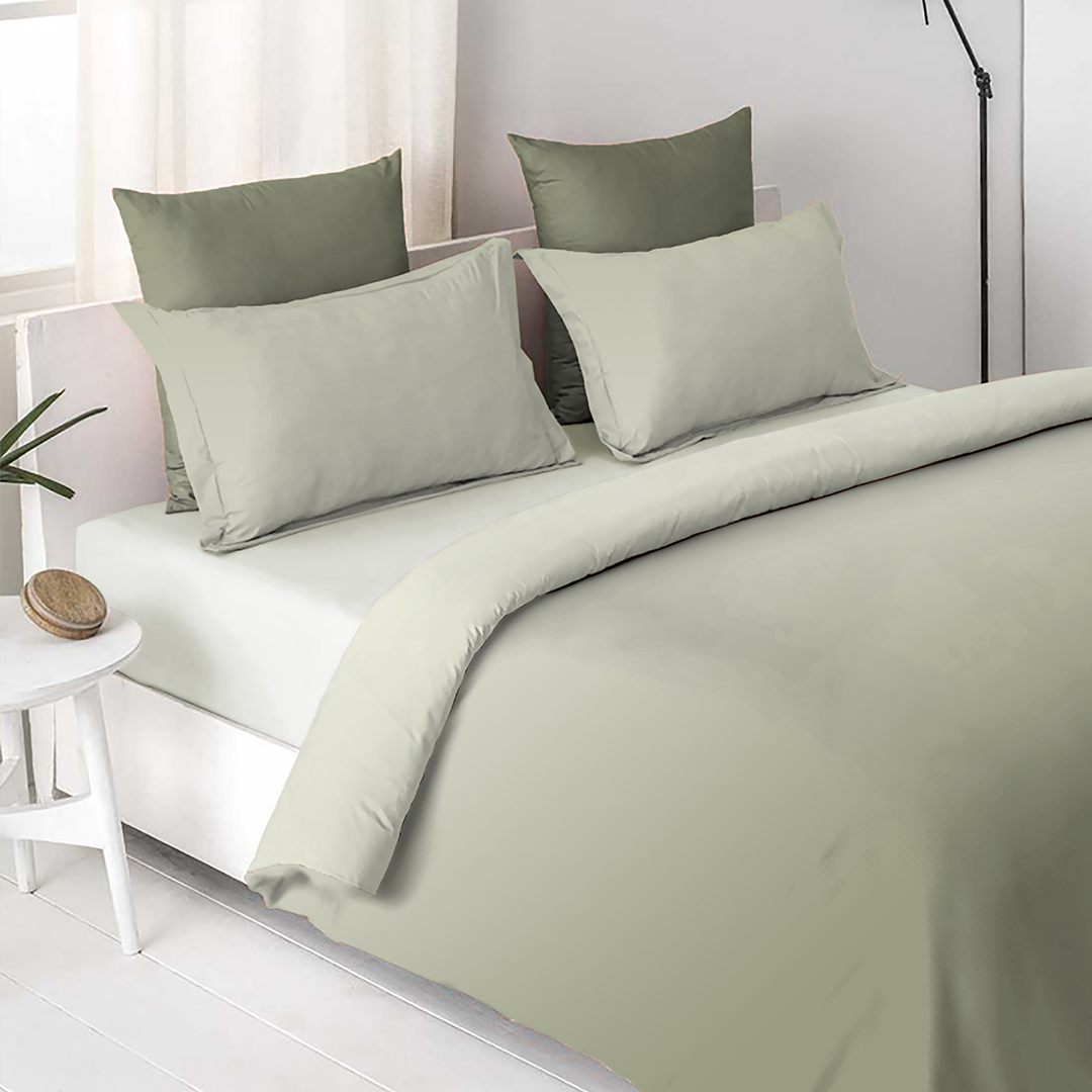 OMBRE 100% Cotton King Size Bedsheet, 250 TC, SMOKE GREEN.