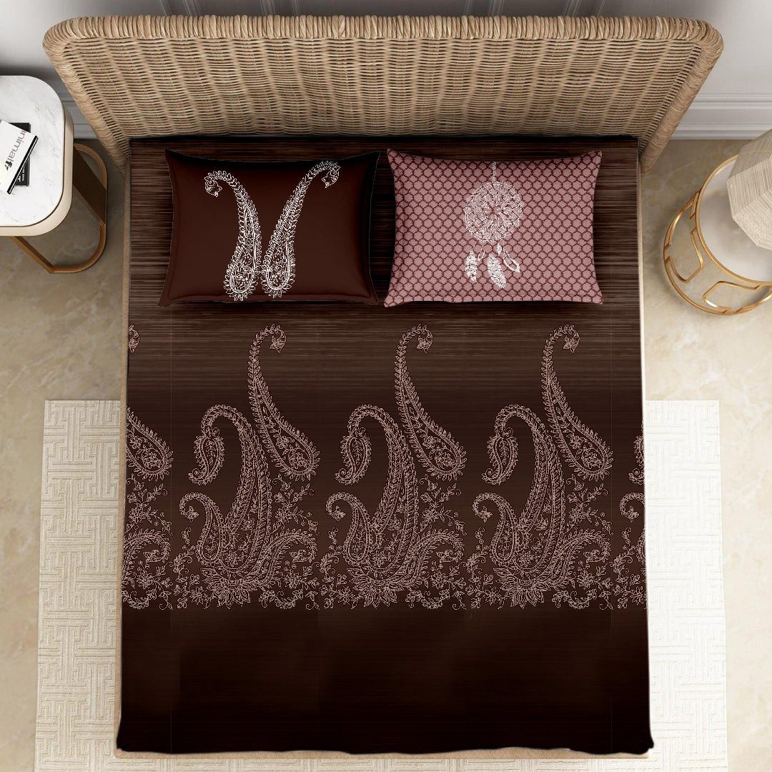 RIVERSIDE 100% Cotton KING Size Bedsheet, 250 TC, BROWN.