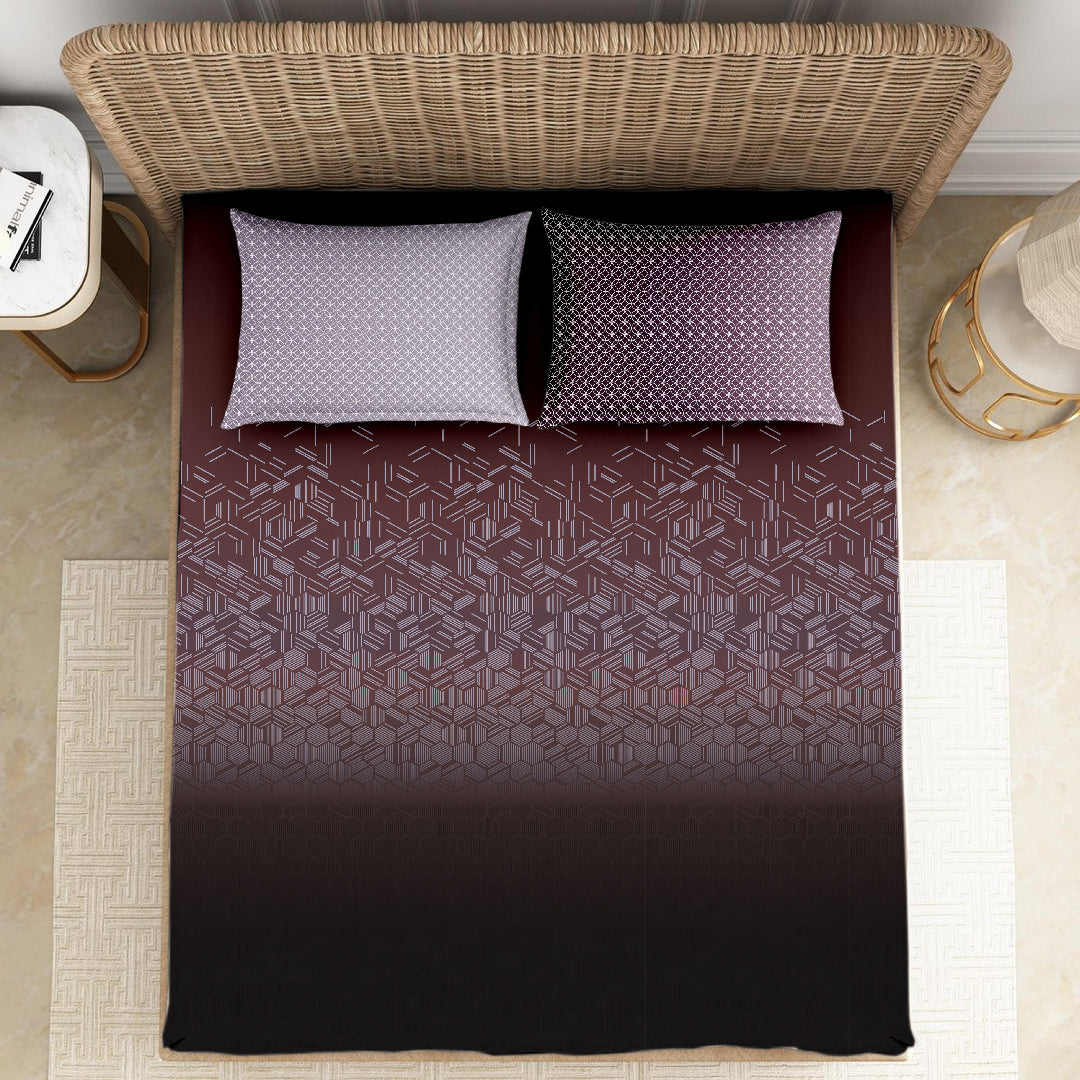 RIVERSIDE 100% Cotton KING Size Bedsheet, 250 TC, MAROON.